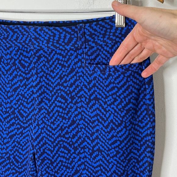 Banana Republic Women's Sloan Pants 6 Blue Ankle Anna Geometric Print Stretch - Picture 3 of 9